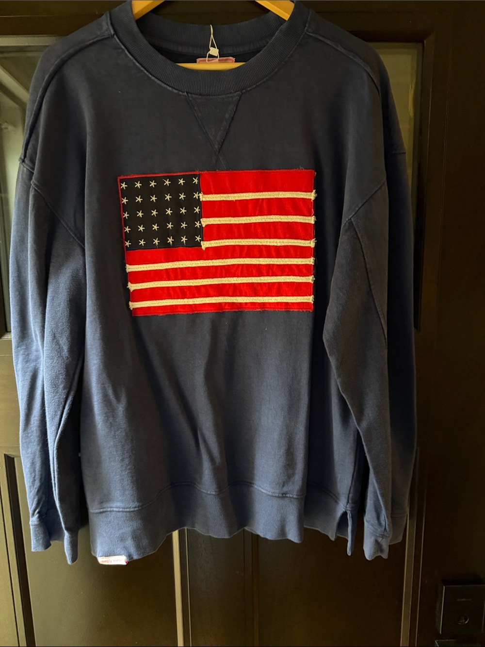 Simply Southern Navy Sweatshirt with American Flag Patch